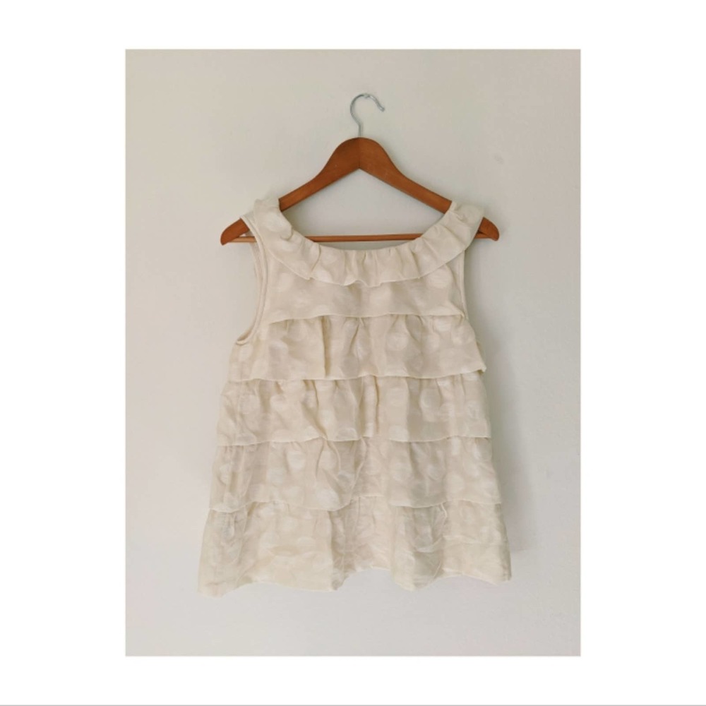 Kate Spade Polka Dot Ruffled Tank Top